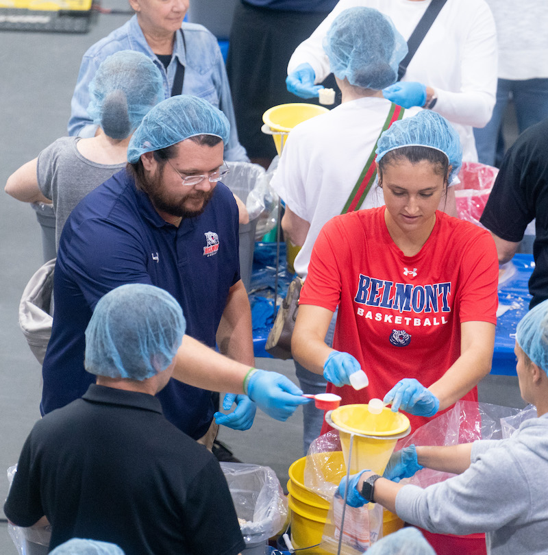 Students, Faculty and Staff pack meals for 9/11 event