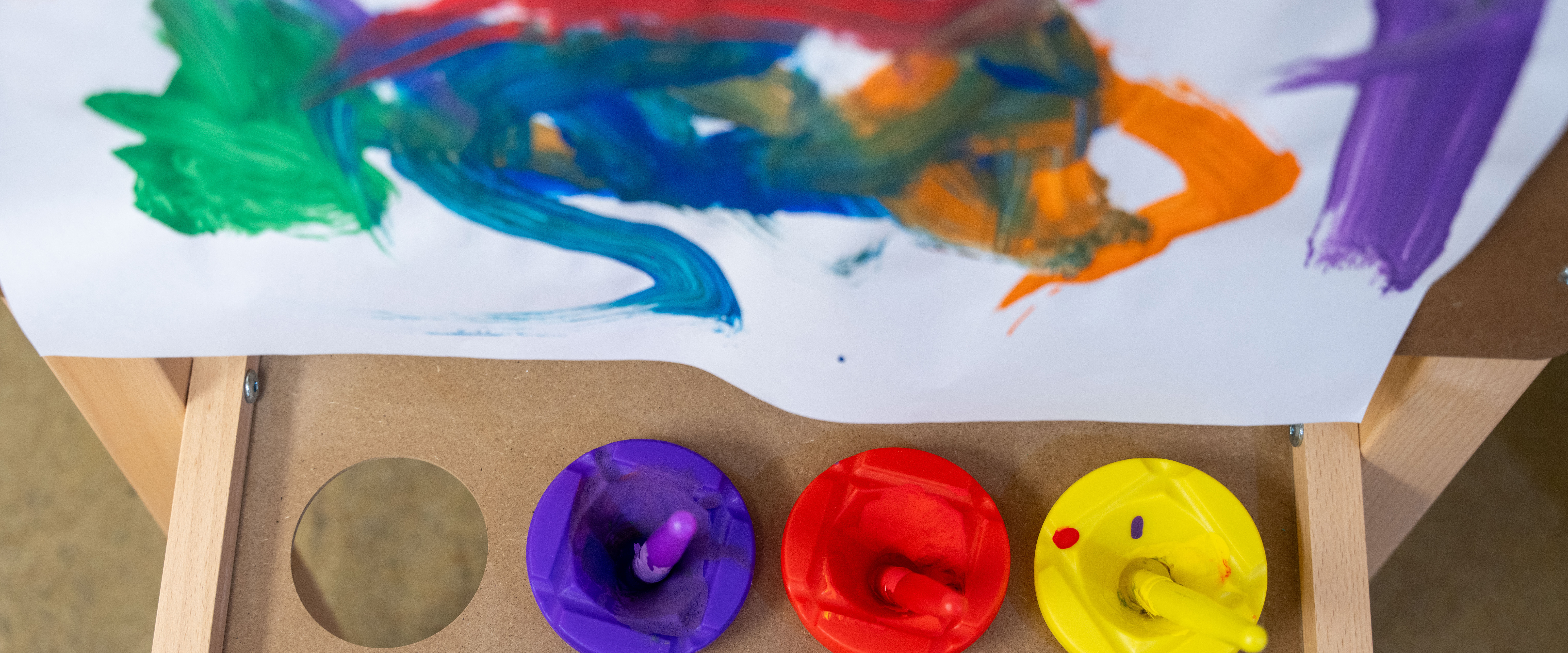 Close up of finger painting made by a child 