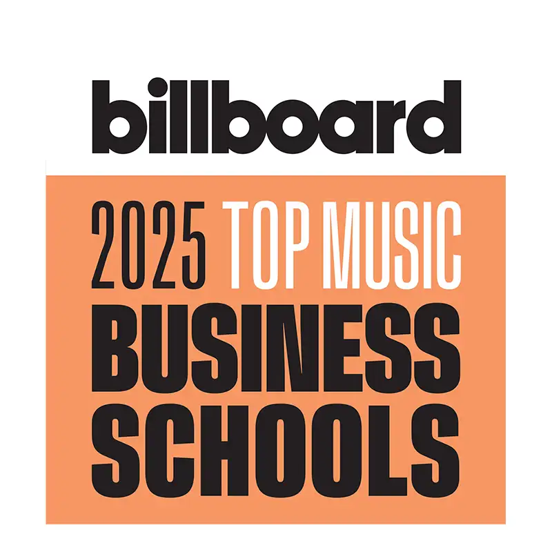 Billboard logo featuring the text "2025 Top Music Business Schools"