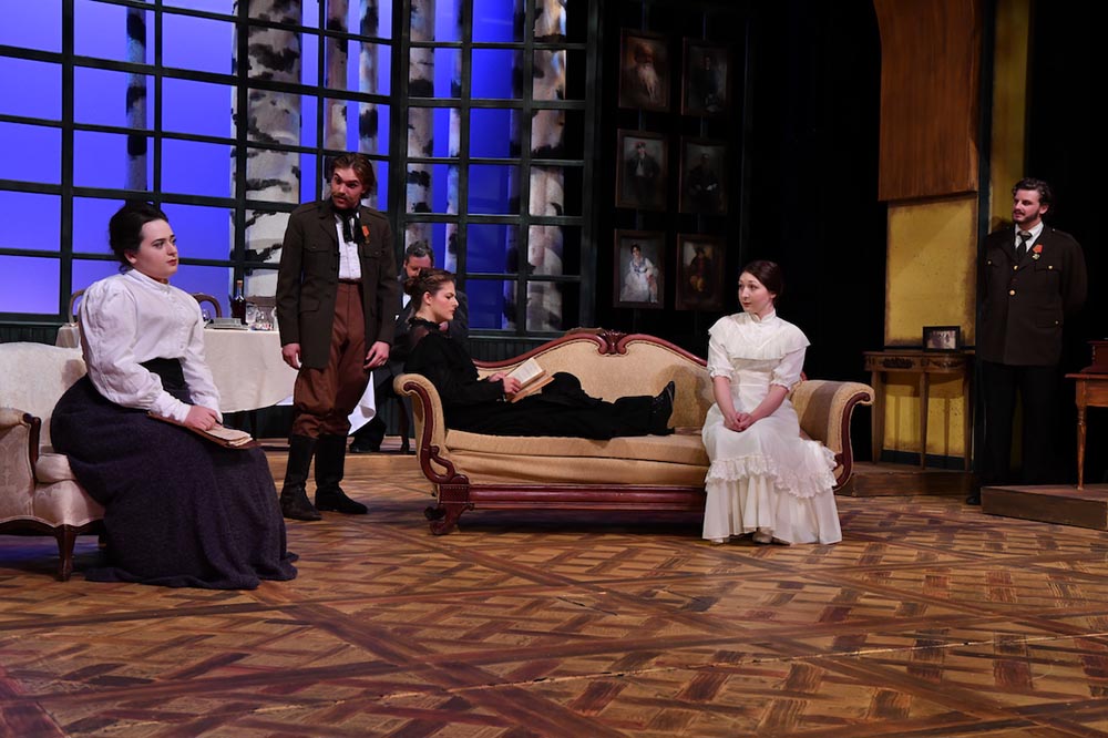 Three Sisters performed by theatre students on stage