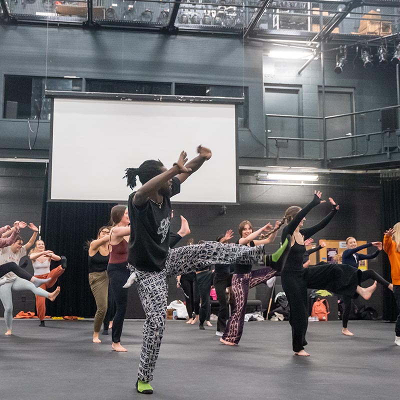 Students participate in African dance master class