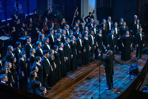 Chorale performs on stage