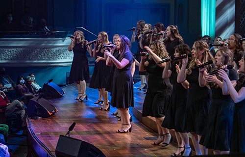 Voxology performs on Fisher Center stage