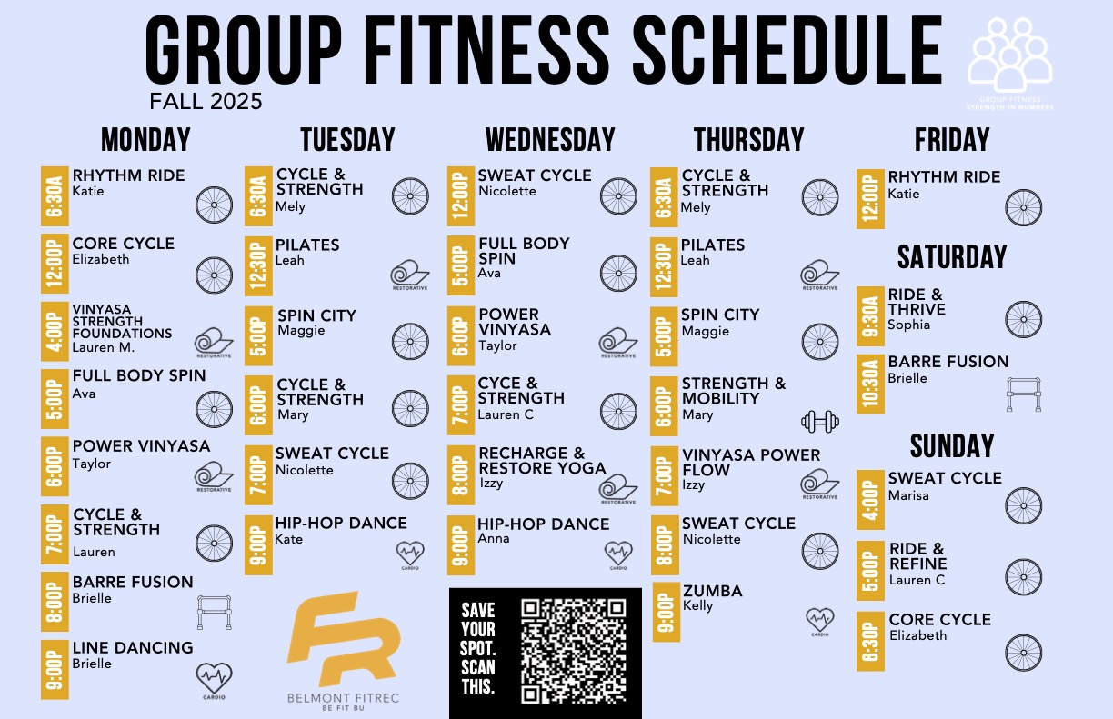 Fall 2025 Group Fitness Schedule