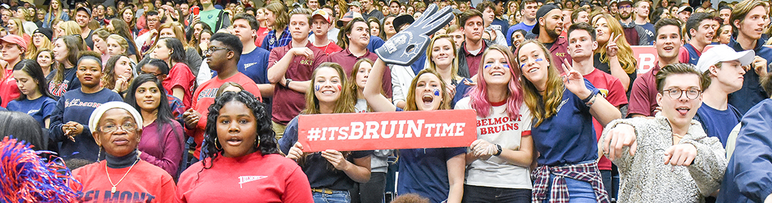 Students cheer on the Belmont Bruins in the Curb Event Center.