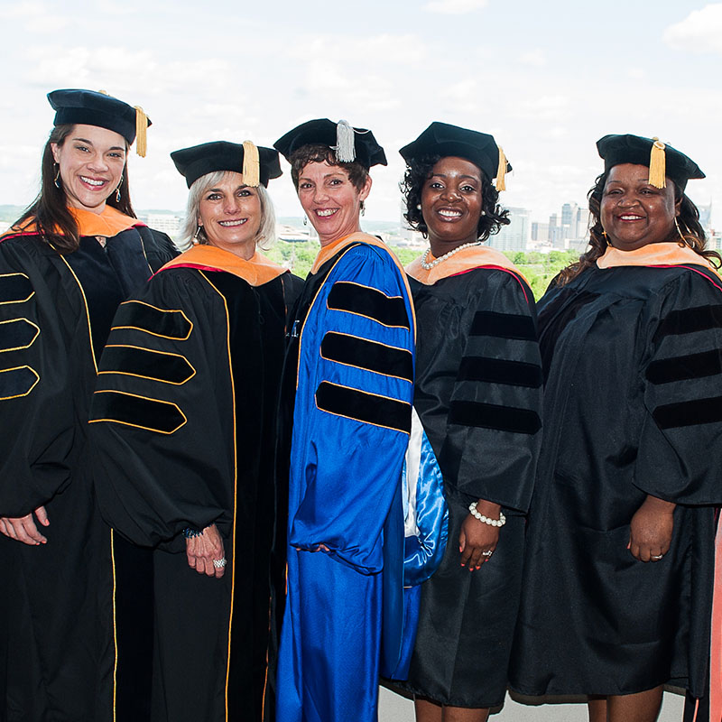 Doctorate Nursing graduates in their graduate robes