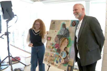 Foster Care Art Piece with Ella and the artist