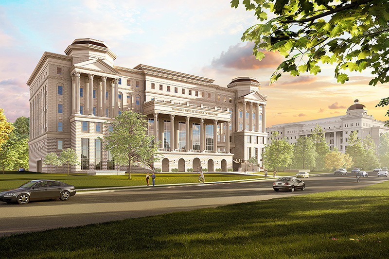 Rendered illustration of new College of Medicine building