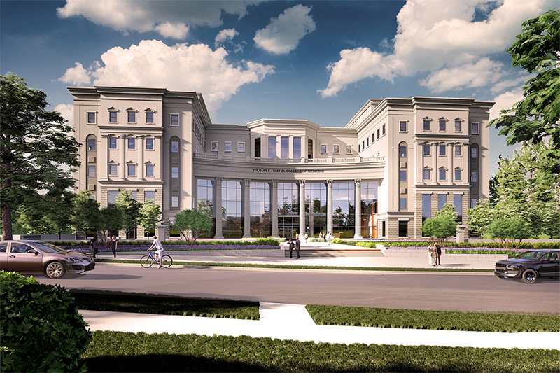 Rendered illustration of new College of Medicine building
