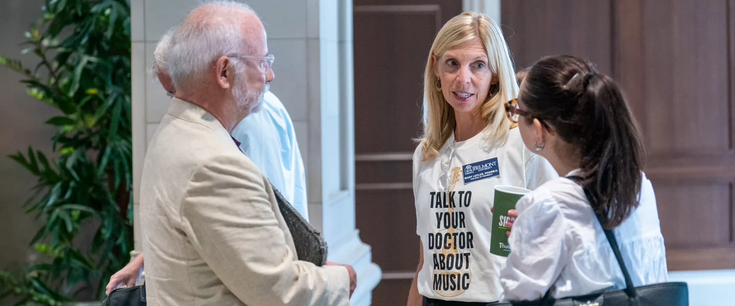 Belmont University faculty, students and community members talk together during the 24/7: A Mental Health in Entertainment Conference