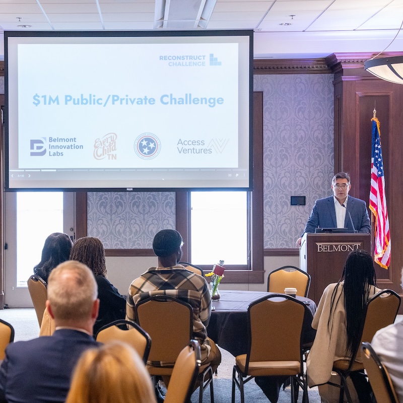 Josh Yates speaks at launch event