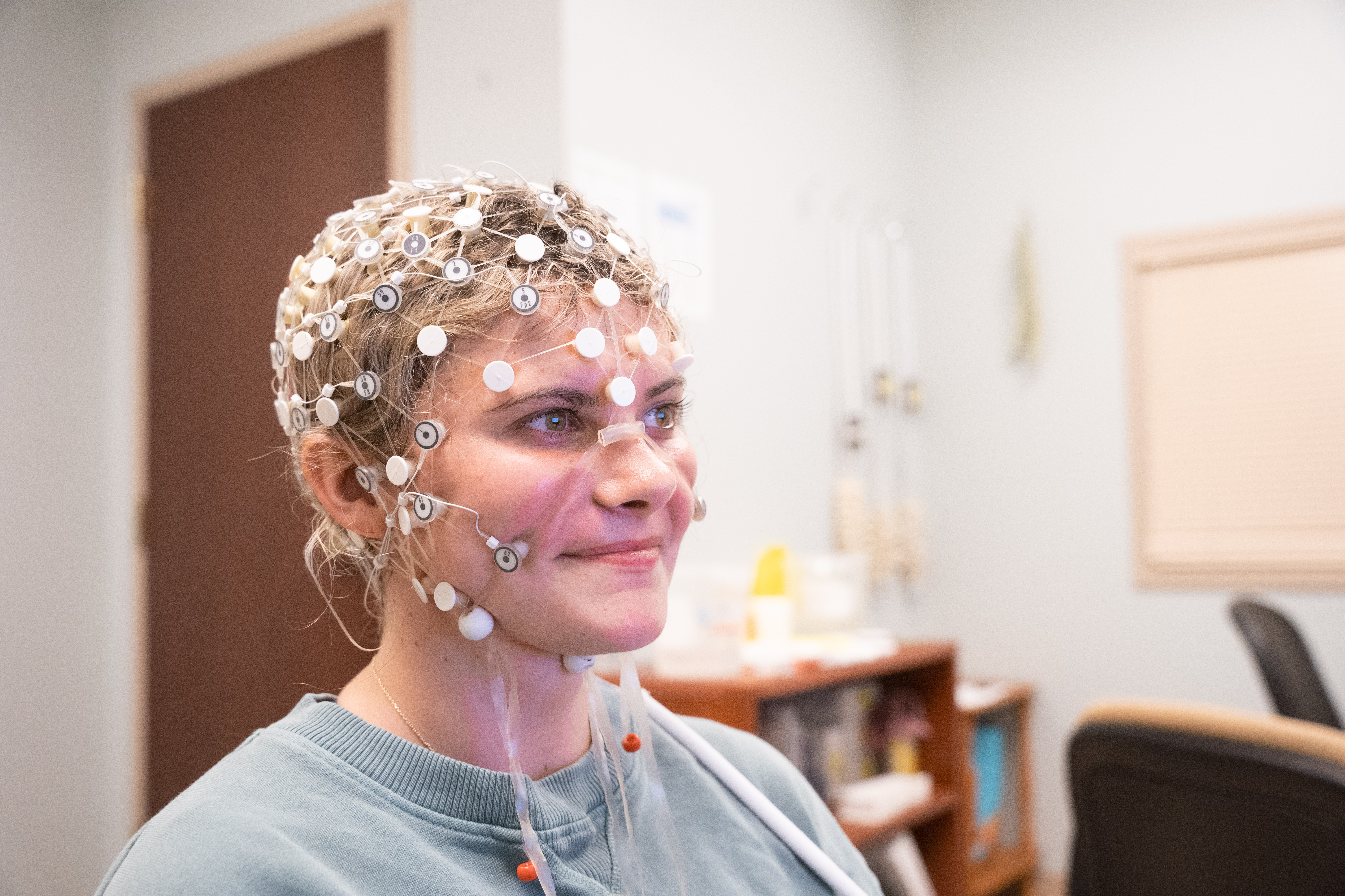 participant wearing EEG cap