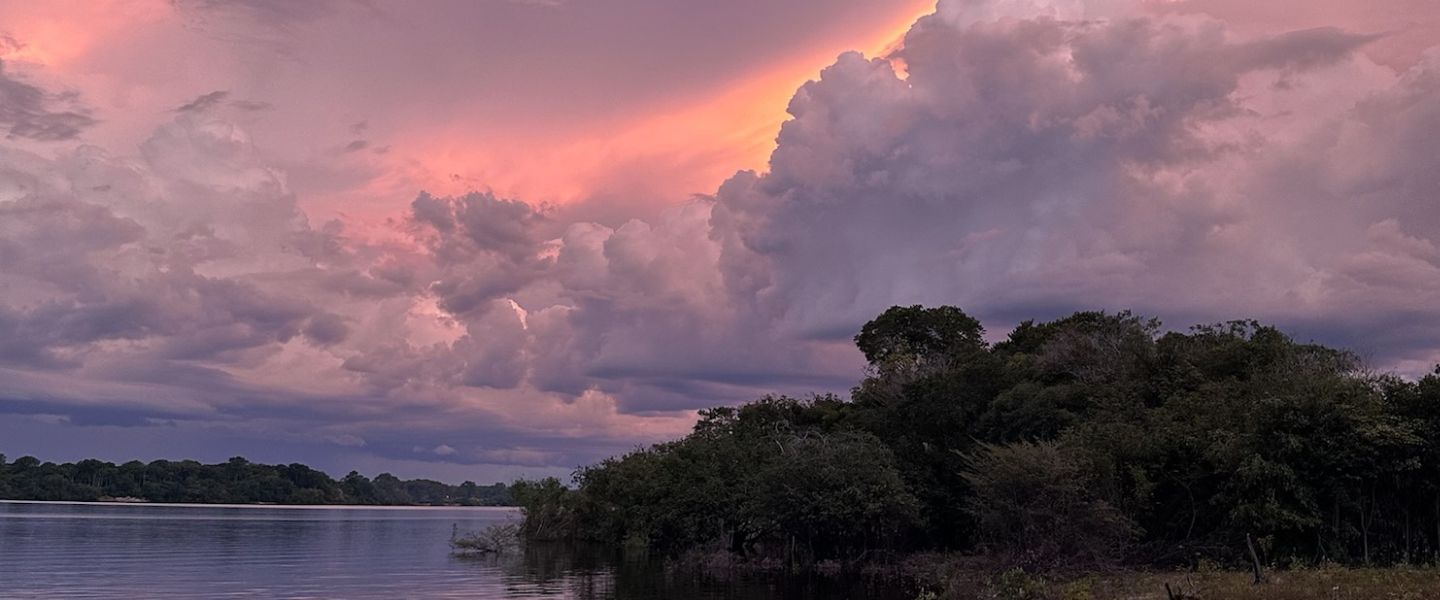 The Amazon River at sunset 