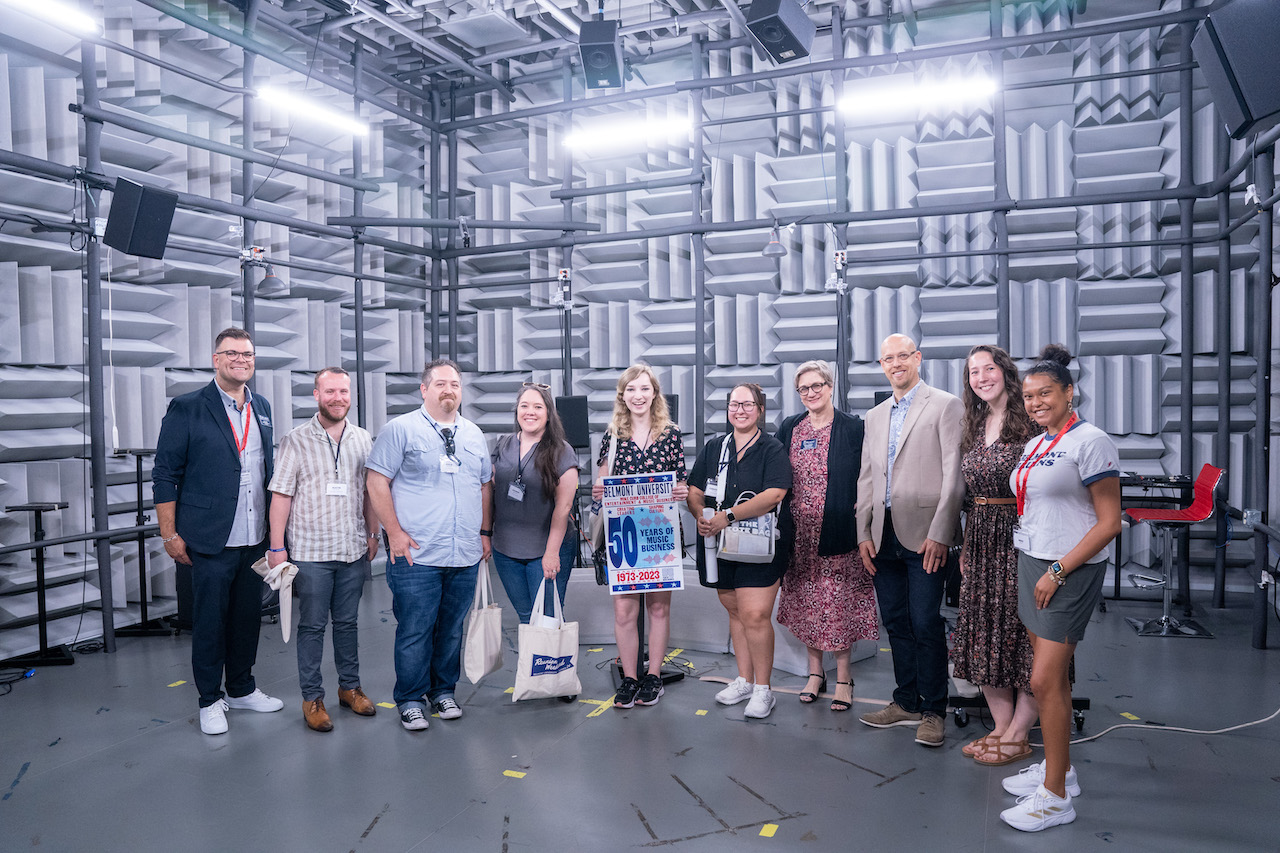 Group photo in sound studio