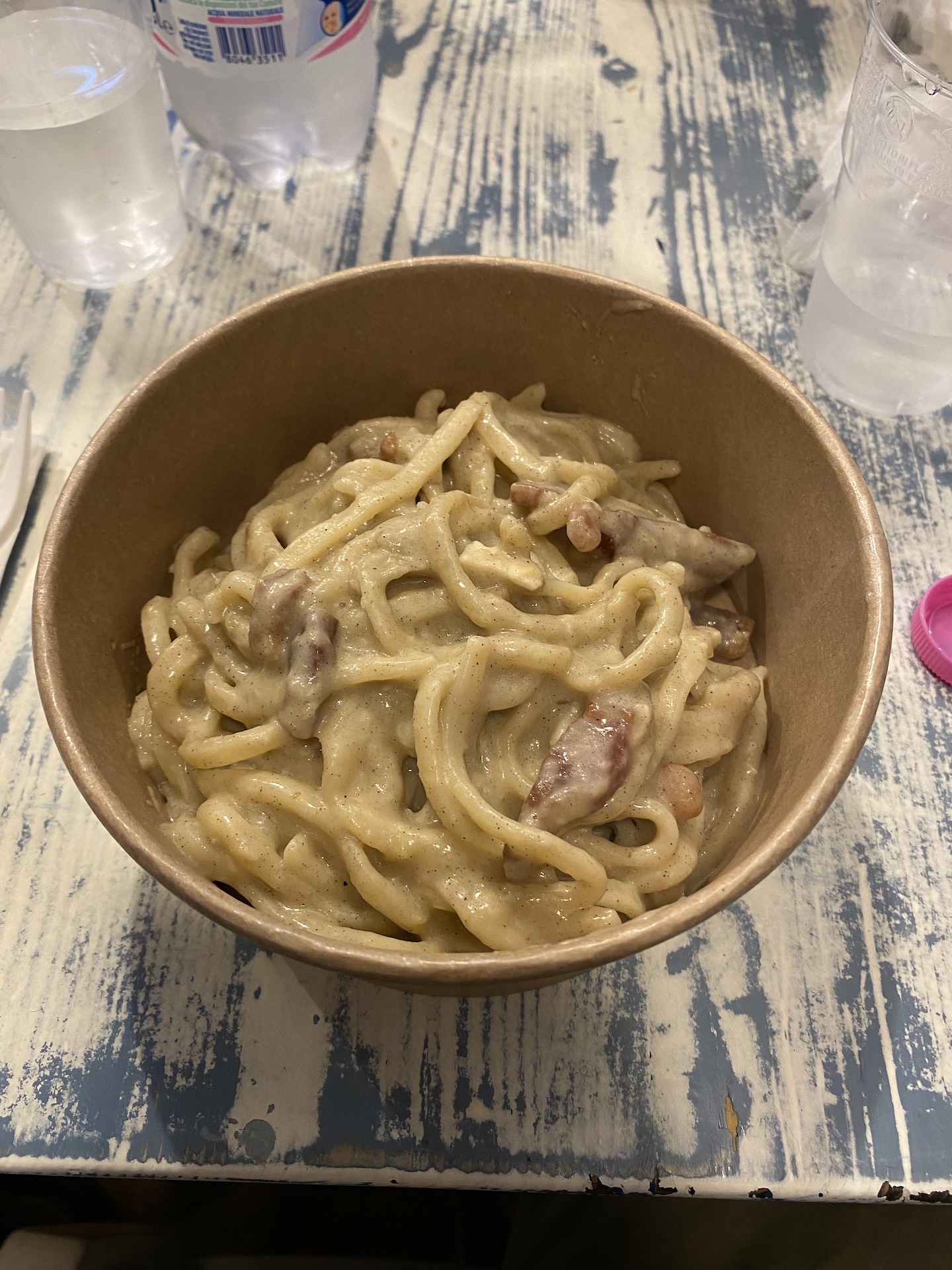 Wyatt Jones presents a delectable Carbonara in Perugia, a taste of Italy's rich flavor palette.