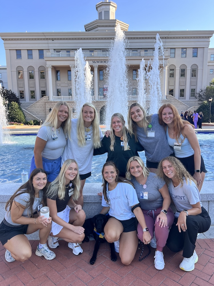 Paddy with PT students on campus