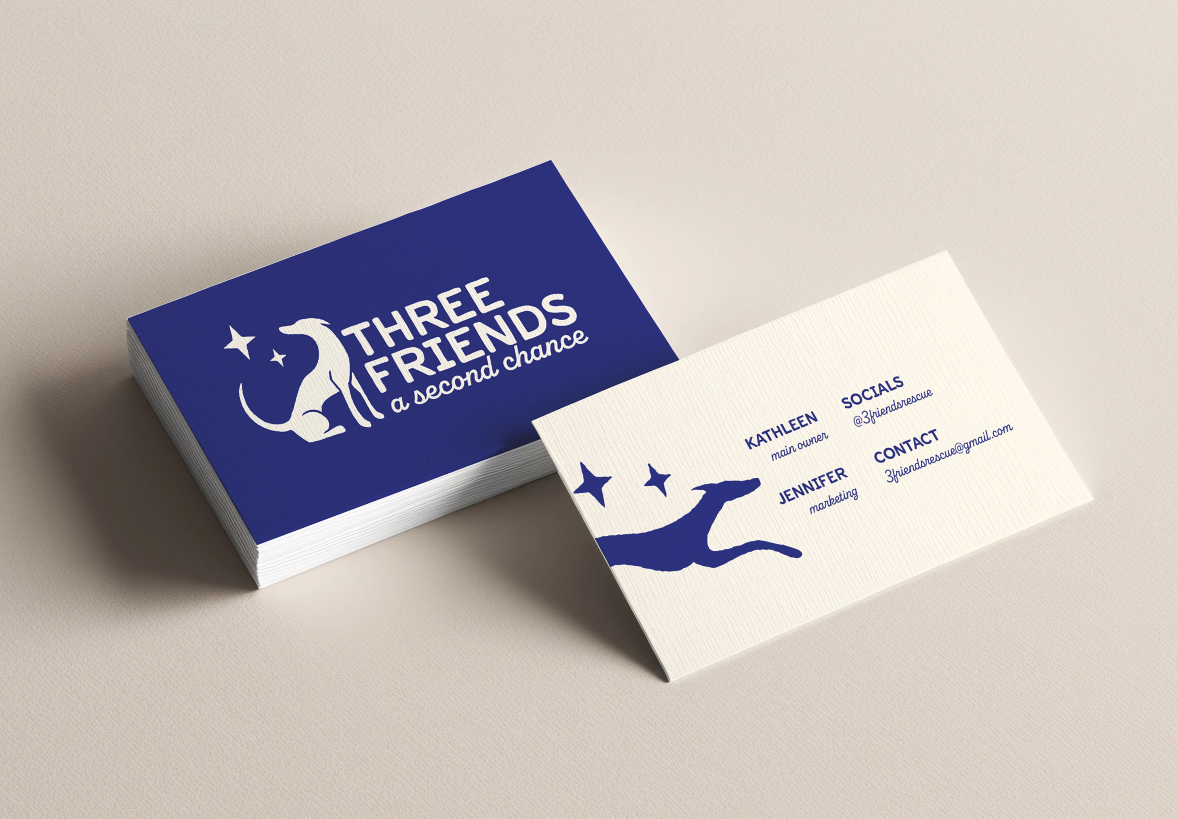 Stack of business cards with student design 