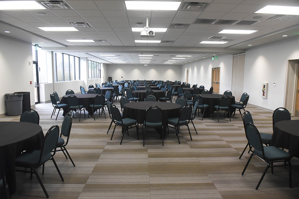 Gabhart A&B set up with chairs and circle tables