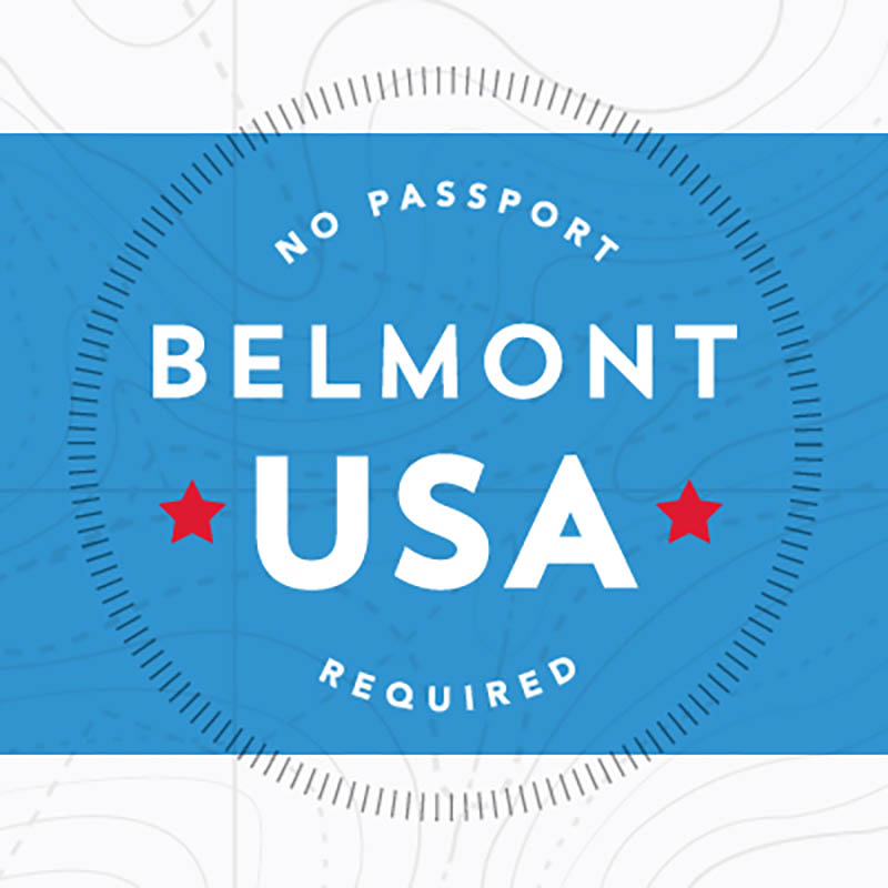 No Passport Required - Belmont USA stamp design