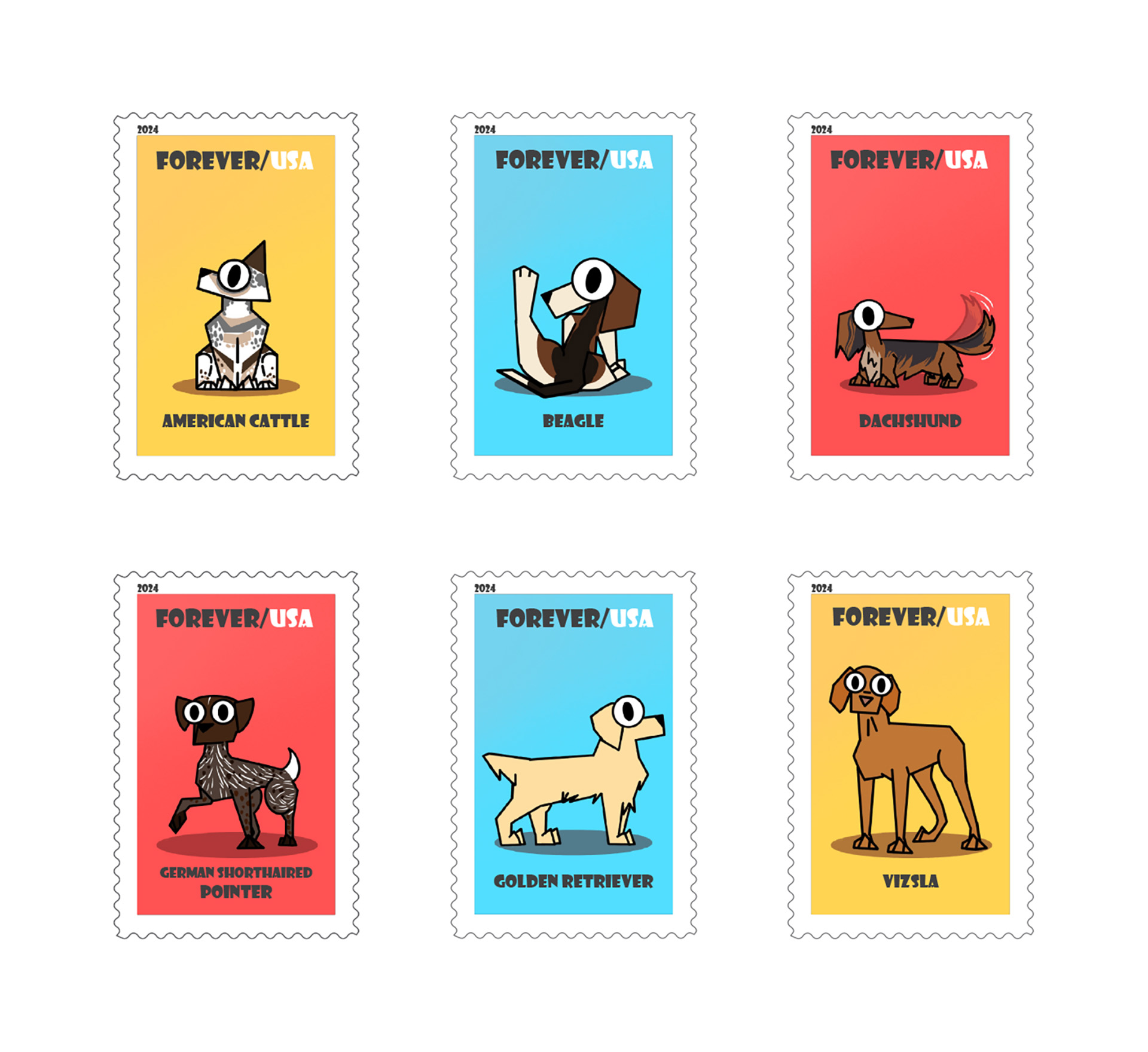 stamp collection featuring dog breeds