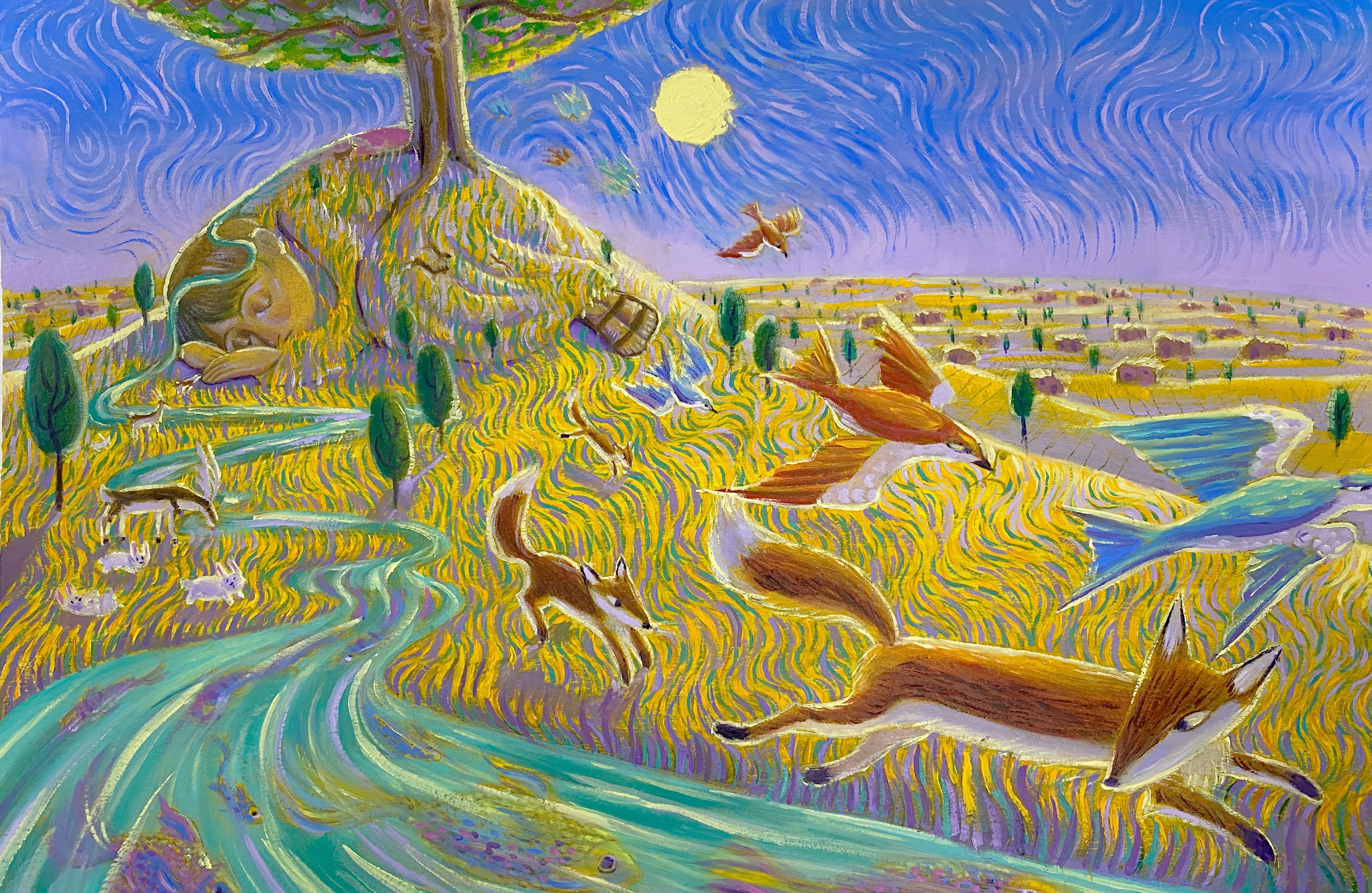 Illustration of a fox in a field